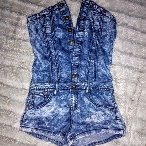 Acid Wash Denim Romper